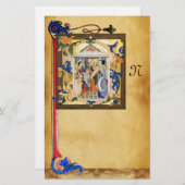 PAPETERIE PARCHEMENT DE NATIVITÉ AVEC MONOGRAMME FLORENTIN (Devant / Derrière)