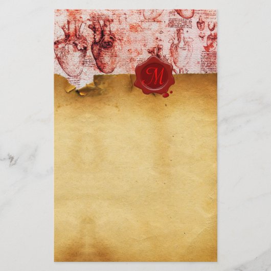 PAPETERIE PARCHEMENT DE SCELLULES DE CIRE ROUGE DU COEUR ET (Devant)