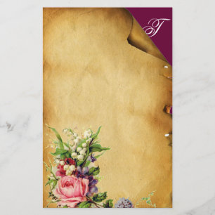 PAPETERIE PARCHEMENT FLEURI ROSE ROSE ET BLANC