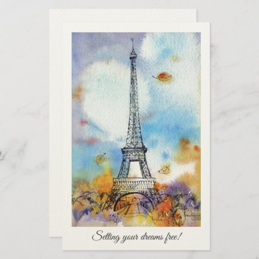 Papeterie Paris Tour Eiffel aquarelle (Devant / Derrière)