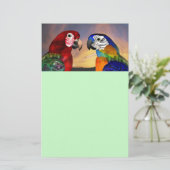 Papeterie PARROTS HYPER / ARA ROUGE ET BLEU, Papier vert (Debout devant)