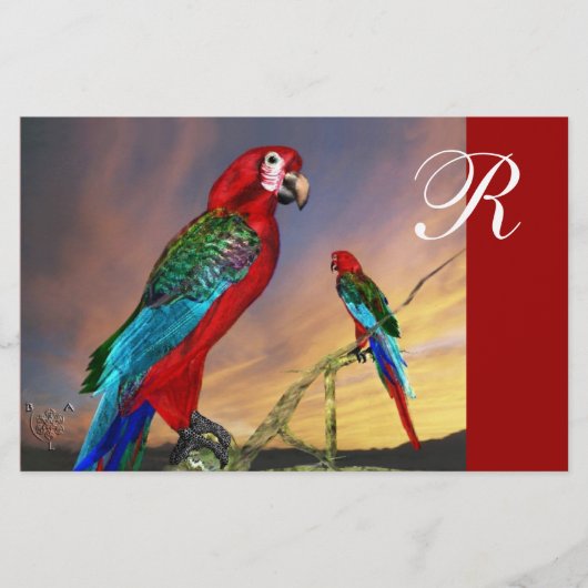 PAPETERIE PARROTS HYPER / MONOGRAMME ARA ROUGE (Devant)