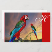 PAPETERIE PARROTS HYPER / MONOGRAMME ARA ROUGE (Devant / Derrière)