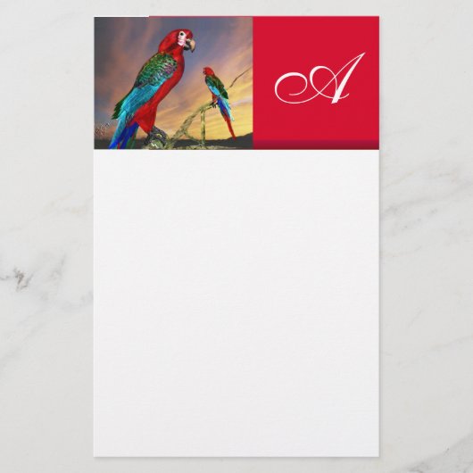 Papeterie PARROTS HYPER / MONOGRAMME ARA ROUGE, blanc (Devant)