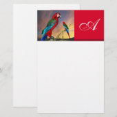 Papeterie PARROTS HYPER / MONOGRAMME ARA ROUGE, blanc (Devant / Derrière)