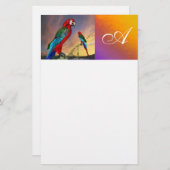 Papeterie PARROTS HYPER / MONOGRAMME ARA ROUGE, blanc (Devant / Derrière)