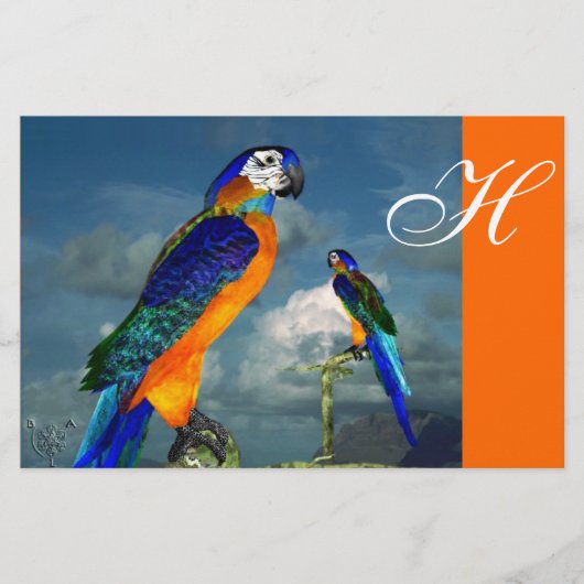 Papeterie PARROTS HYPER / MONOGRAMME D'ARA BLEU, orange (Devant)