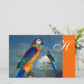 Papeterie PARROTS HYPER / MONOGRAMME D'ARA BLEU, orange (Debout devant)