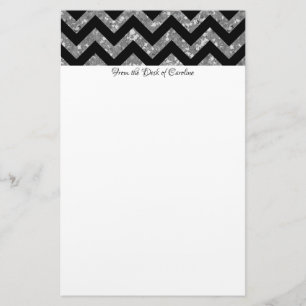 Papeterie Parties scintillant d'argent Chevron