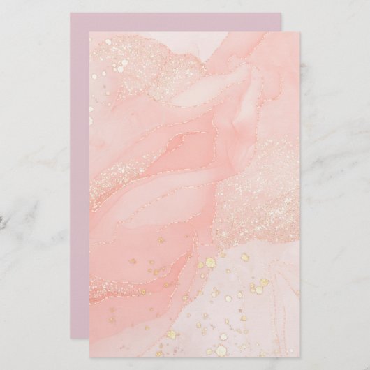 Papeterie Parties scintillant en marbre liquide Orange Peach (Devant / Derrière)