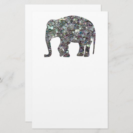 Papeterie Parties scintillant en mosaïque argentée Eléphant (Devant / Derrière)