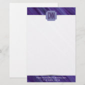 Papeterie Passion violette | Monogramme à brosse de prune vi (Devant / Derrière)