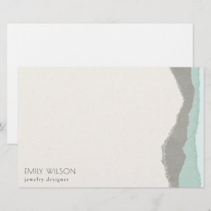 Papeterie Pastel Aqua Grey Kraft Mountain Wave Tordu Edge