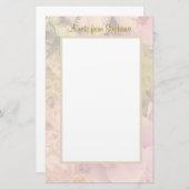 Papeterie Pastel floral avec papier d'écriture de nom (Devant / Derrière)