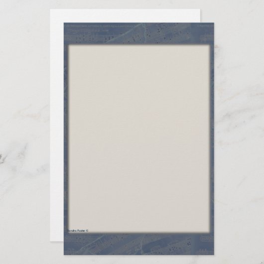 Papeterie Patchwork Music Stationery En Bleu (Devant / Derrière)