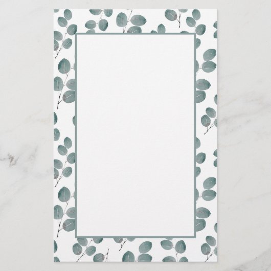 Papeterie Pattern de Watercolor Silver Dollar Eucalyptus Lea (Devant)