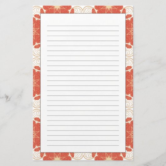 Papeterie Pattern Red And Gold Floral Lace (Devant)