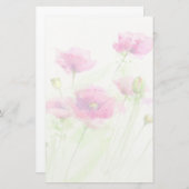 Papeterie Pavot à aquarelle peint 3 (Devant / Derrière)