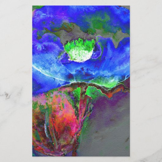 Papeterie pavot bleu floral Abstrait (Devant)