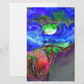 Papeterie pavot bleu floral Abstrait (Devant / Derrière)
