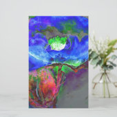 Papeterie pavot bleu floral Abstrait (Debout devant)