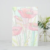 Papeterie Pavots peints d'aquarelle (Debout devant)
