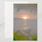 Papeterie Paysage tropical au coucher du soleil stationnaire (Devant / Derrière)