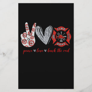 Papeterie Peace Love Back Red Funny Firefighter Lover cade
