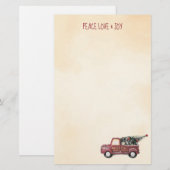 Papeterie Peace Loy & Joy avec Red Toy Truck Joyeux Noël (Devant / Derrière)