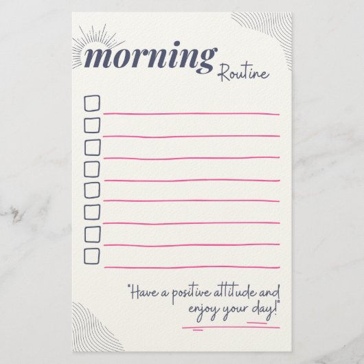 Papeterie Peaceful Morning Routine Checklist Art (Devant)