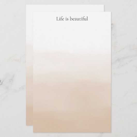 Papeterie Peach Ombre de crème dorée (Devant / Derrière)