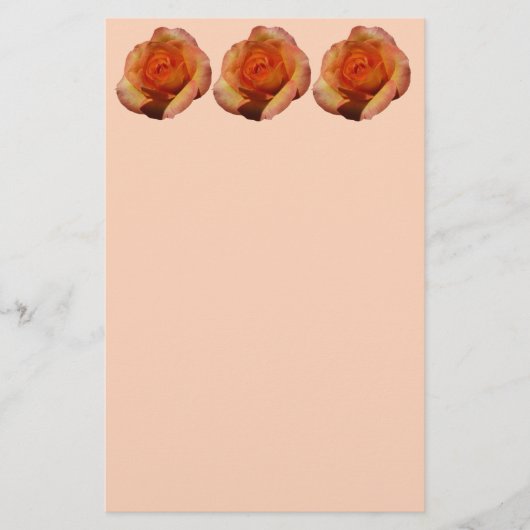 Papeterie Peach Rose Orange Floral Photographie (Devant)