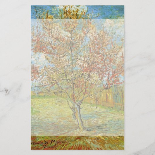 Papeterie Peach Tree rose en fleurs par Vincent van Gogh (Devant)