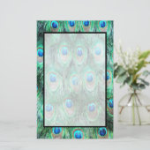Papeterie Peacock Feathers Exotic Wild Watercolor Motif (Debout devant)