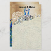 Papeterie Peacocks vintages Embrasser les cadeaux de mariage (Devant / Derrière)