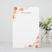 Papeterie Pêches et fleurs d'aquarelle personnalisées (Debout devant)