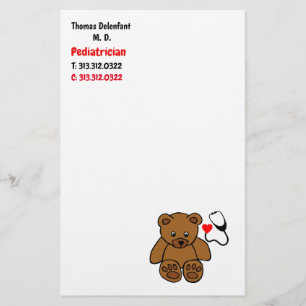 Papeterie Pédiatre - stéthoscope en peluche et coeur
