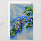 Papeterie peinture à l'aquarelle de bleuet (Devant / Derrière)