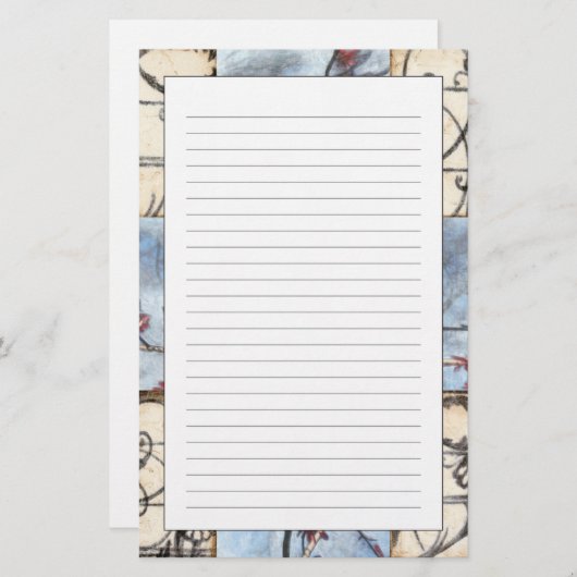 Papeterie Peinture abstraite lambrissée de Scrollwork (Devant / Derrière)