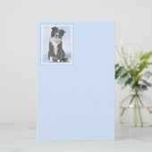 Papeterie Peinture Collie Bordure - Joli art original chien (Debout devant)