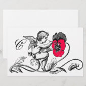 PAPETERIE PEINTURE D'ANGE FLEUR ROSE MONOGRAMME (Devant / Derrière)