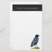 Papeterie Peinture d'aquarelle de corneille (Devant / Derrière)