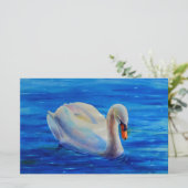 Papeterie Peinture d'aquarelle de cygne blanc, sauvagine, oi (Debout devant)