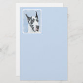 Papeterie Peinture de Great Dane (Arlequin) - Art original d (Devant / Derrière)