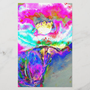 Papeterie Peinture florale rose sarcelle abstraite élégante