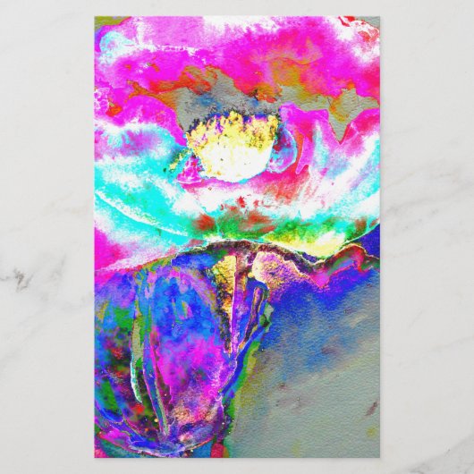 Papeterie Peinture florale rose sarcelle abstraite élégante (Devant)