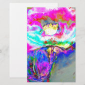 Papeterie Peinture florale rose sarcelle abstraite élégante (Devant / Derrière)