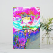 Papeterie Peinture florale rose sarcelle abstraite élégante (Debout devant)