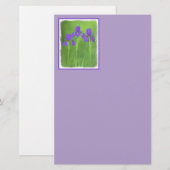Papeterie Peinture Iris Violet - Art Fleur Originale (Devant / Derrière)