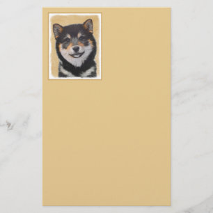 Papeterie Peinture Shiba Inu (Noir et Tan) - Art Chien
